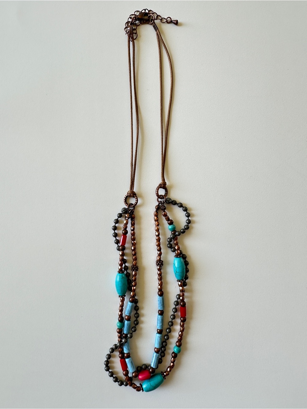 Layered Turquoise & Red Beaded Necklace - Women Jewelry - Picture 2 of 8